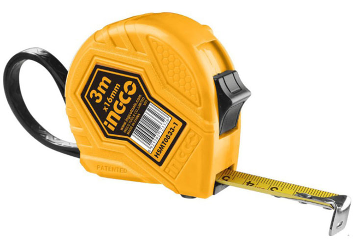 3mx16mm Thước cuộn thép nền vàng INGCO HSMT0833 3mx16mm Thước cuộn thép nền vàng INGCO HSMT0833