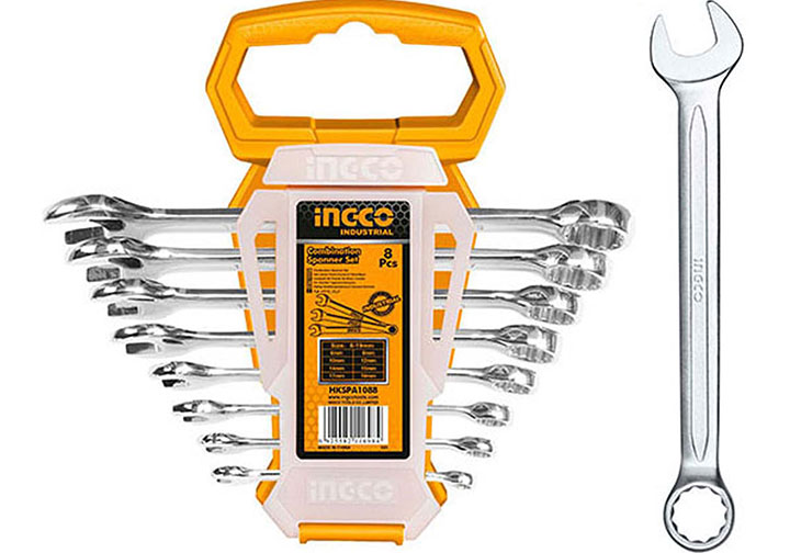 6-19mm Bộ cờ lê vòng miệng 8 chi tiết Ingco HKSPA1088-I 6-19mm Bộ cờ lê vòng miệng 8 chi tiết Ingco HKSPA1088-I