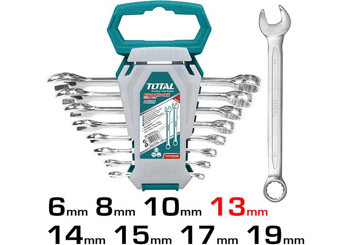 6-19mm Bộ cờ lê vòng miệng 8 chi tiết Total THT102286-I 6-19mm Bộ cờ lê vòng miệng 8 chi tiết Total THT102286-I