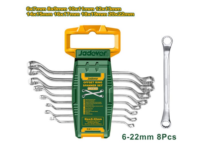 6-22mm Bộ cờ lê 2 đầu vòng 8 chi tiết Jadever JDFR3208 6-22mm Bộ cờ lê 2 đầu vòng 8 chi tiết Jadever JDFR3208