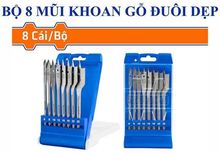 6-25mm Bộ mũi khoan gỗ đuôi cá 8 chi tiết Wadfow WWF6B08 6-25mm Bộ mũi khoan gỗ đuôi cá 8 chi tiết Wadfow WWF6B08
