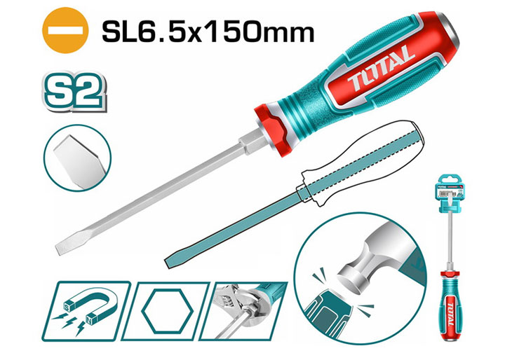 6.5x150mm Tuốc nơ vít dẹp đóng Total TGTSL6150 6.5x150mm Tuốc nơ vít dẹp đóng Total TGTSL6150