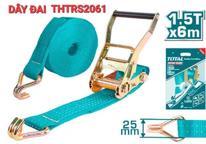 6mx25mm Dây đai tải trọng 1.5 tấn Total THTRS2061 6mx25mm Dây đai tải trọng 1.5 tấn Total THTRS2061