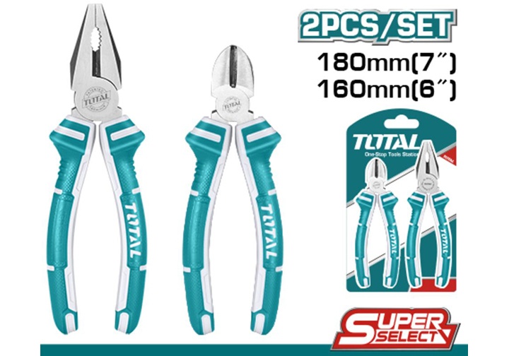7, 6" Bộ kìm điện và kìm cắt Total THT1K0201 (Bỏ mẫu, đổi qua THT1K0301)