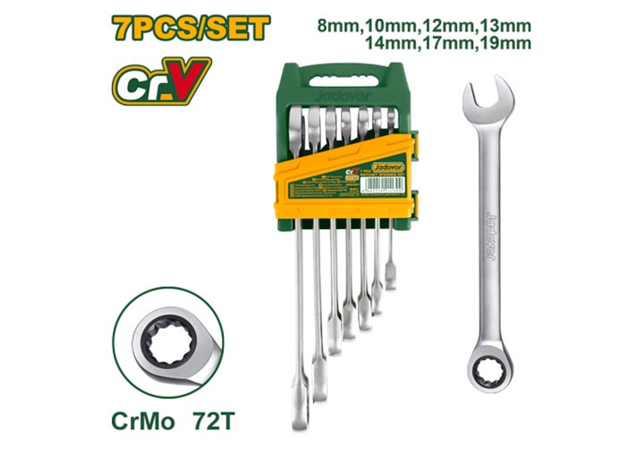 8-19mm Bộ cờ lê vòng miệng tự động 7 chi tiết Jadever JDSP4207 8-19mm Bộ cờ lê vòng miệng tự động 7 chi tiết Jadever JDSP4207