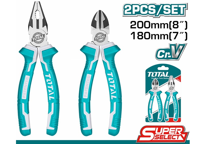 8, 7" Bộ kìm điện và kìm cắt Total THT2K0205 (Bỏ mẫu, đổi qua THT2K0206)
