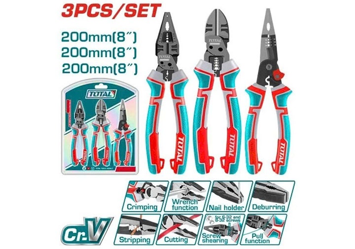 8" Bộ kìm đa năng 3 chi tiết Total THT2MK231