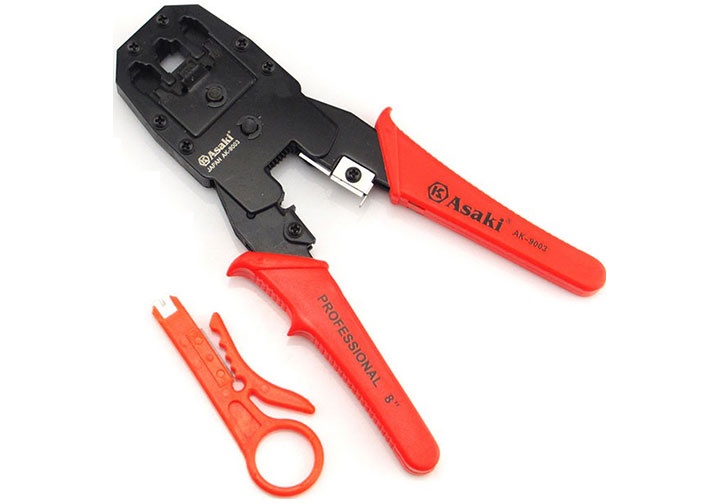 8" Kìm bấm đầu cáp mạng RJ45, RJ11 và RJ22 Asaki AK-9003