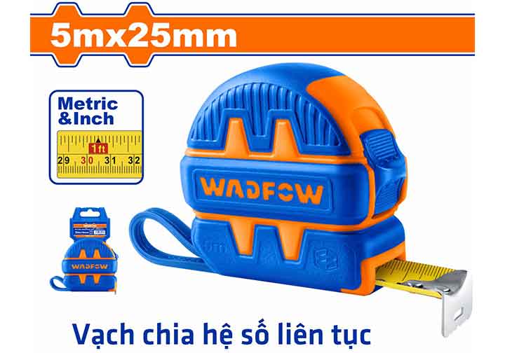 8mx25mm Thước cuộn thép hệ inch và mét (thân bọc cao su) Wadfow WMT1240 8mx25mm Thước cuộn thép hệ inch và mét (thân bọc cao su) Wadfow WMT1240