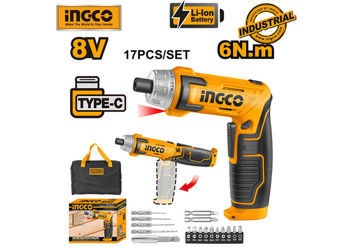 8V Máy siết vít gập dùng pin Ingco CSDLI0802 8V Máy siết vít gập dùng pin Ingco CSDLI0802