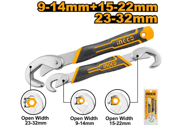 9-32mm Bộ mỏ lết đa năng 2 chi tiết Ingco HBWS09328 9-32mm Bộ mỏ lết đa năng 2 chi tiết Ingco HBWS09328