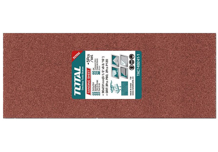 90x231mm Giấy chà nhám hình chữ nhật dùng cho máy TF1301826 Total TAC749241-1 90x231mm Giấy chà nhám hình chữ nhật dùng cho máy TF1301826 Total TAC749241-1