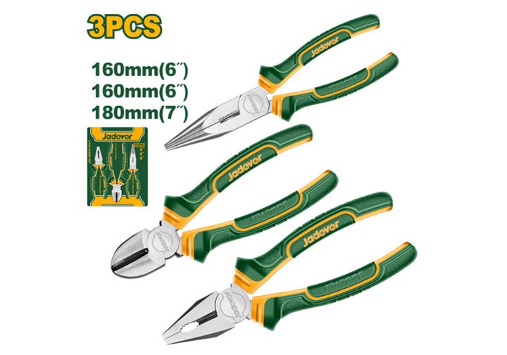 Bộ 3 kìm cắt, điện và mũi nhọn Jadever JDPS0603