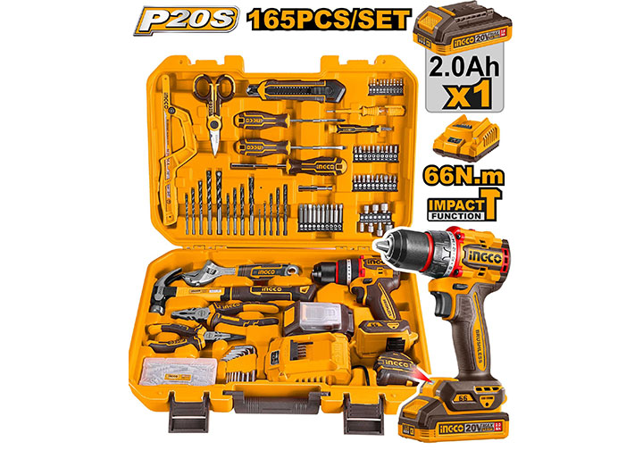 Bộ đồ nghề có máy khoan dùng pin 165 chi tiêt Ingco HKTHP11651