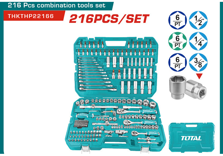 Bộ đồ nghề đa năng 216 chi tiết Total THKTHP22166 Bộ đồ nghề đa năng 216 chi tiết Total THKTHP22166
