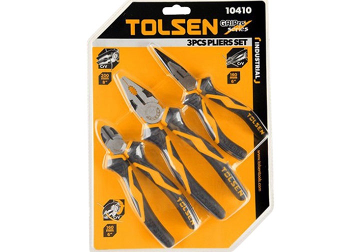 Bộ kìm điện, kìm nhọn, kìm cắt 3 chi tiết Tolsen 10410