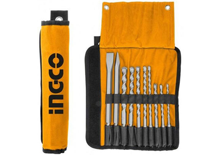 Bộ mũi khoan và đục bê tông 10 chi tiết Ingco AKD2101 Bộ mũi khoan và đục bê tông 10 chi tiết Ingco AKD2101
