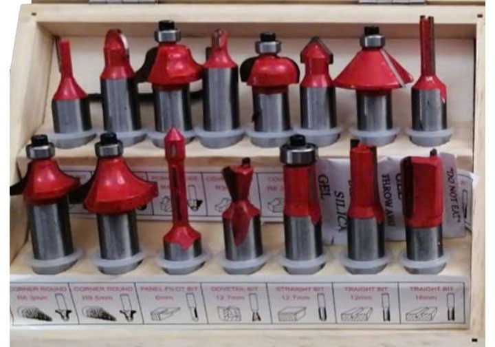 Bộ mũi phay gỗ 15 chi tiết cốt 12.7mm (1/2")