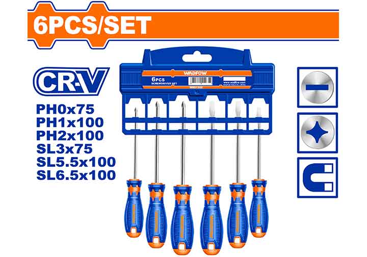 Bộ tuốc nơ vít 6 chi tiết Wadfow WSS1206 Bộ tuốc nơ vít 6 chi tiết Wadfow WSS1206