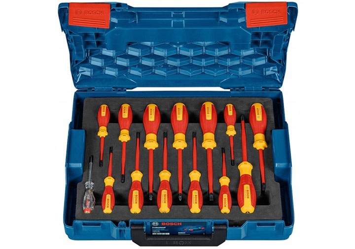 Bộ tuốc nơ vít cách điện 1000V 14 chi tiết Bosch 1600A02NF9