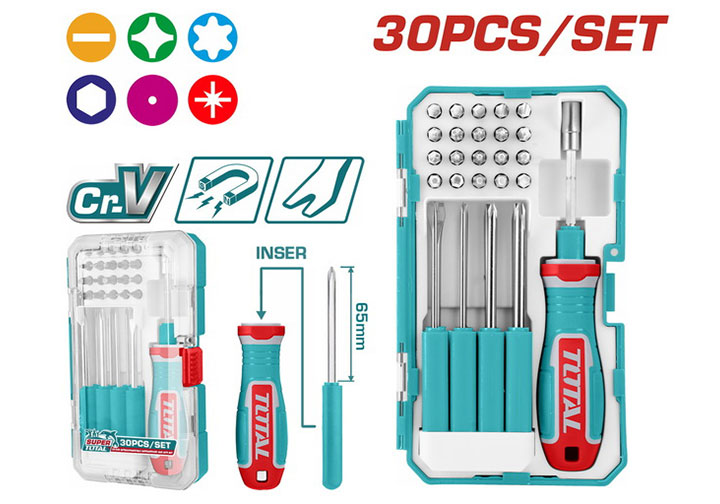 Bộ tuốc nơ vít đa năng 30 chi tiết Total TACSD30306 Bộ tuốc nơ vít đa năng 30 chi tiết Total TACSD30306