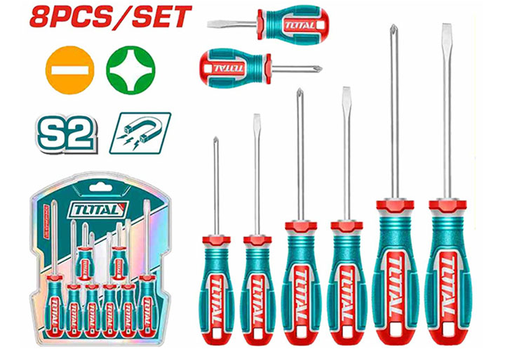 Bộ tuốc nơ vít dẹp và bake 8 chi tiết Total TKSDS0826 Bộ tuốc nơ vít dẹp và bake 8 chi tiết Total TKSDS0826