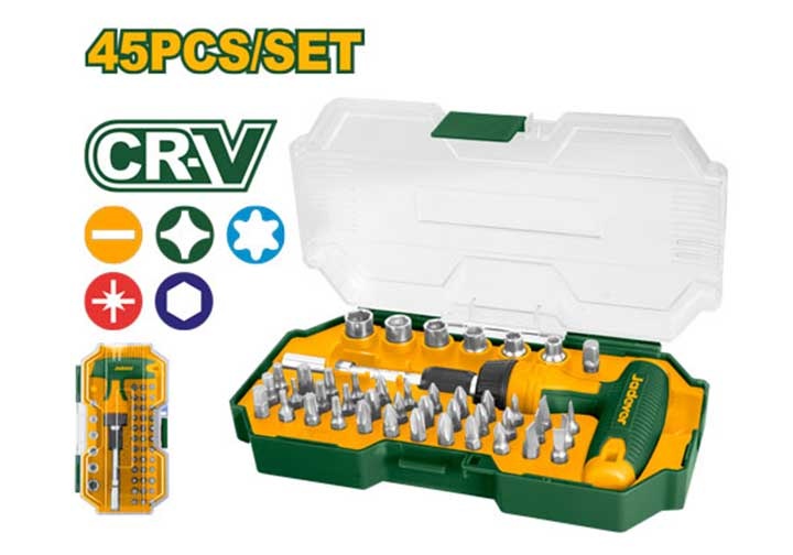 Bộ tuốc nơ vít tay vặn chữ T 45 chi tiết Jadever JDSS8B45