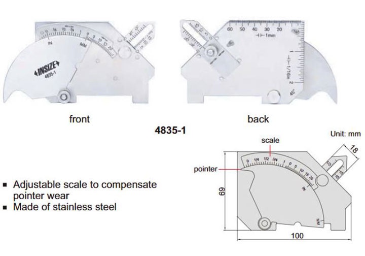 Dưỡng đo mối hàn Insize 4835-1