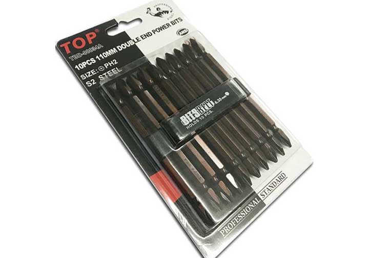 PH2x110mm Bộ mũi vít bake 2 đầu 10 chi tiết TOP TBD-00034A PH2x110mm Bộ mũi vít bake 2 đầu 10 chi tiết TOP TBD-00034A