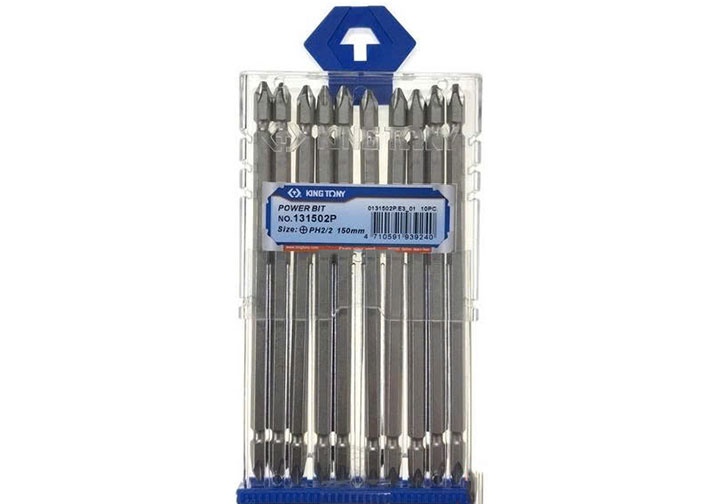 PH2x150mm Bộ mũi vít bake 2 đầu 10 chi tiết Kingtony 131502P