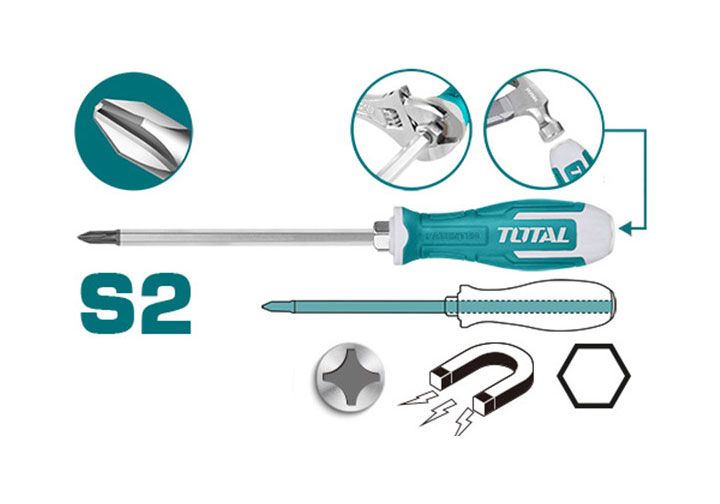 PH2x200mm Tuốc nơ vít đóng bake Total THGSPH21506 PH2x200mm Tuốc nơ vít đóng bake Total THGSPH21506