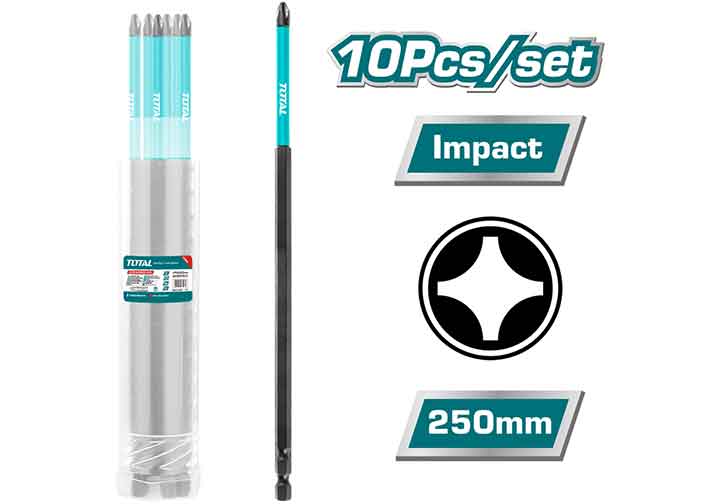 PH2x250mm Bộ mũi vít bake 10 chi tiết Total TACIM16PH2103 PH2x250mm Bộ mũi vít bake 10 chi tiết Total TACIM16PH2103