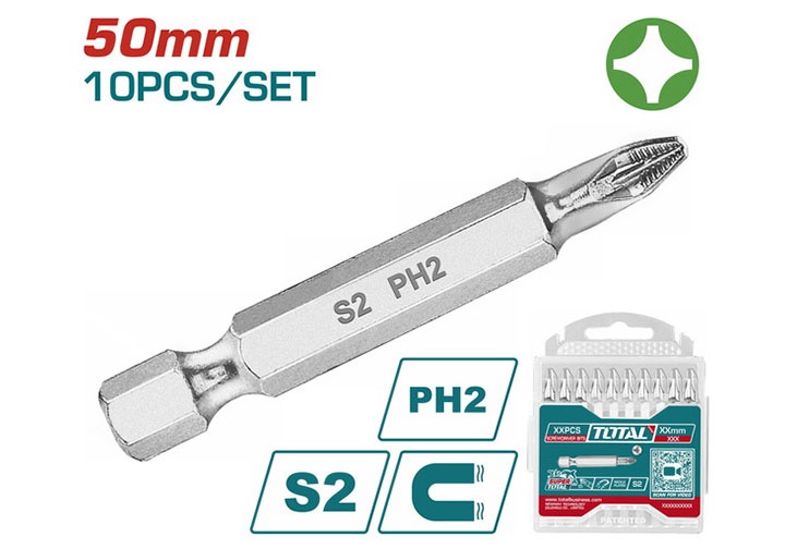 PH2x50mm Bộ mũi vít bake 10 chi tiết Total TAC16PH223