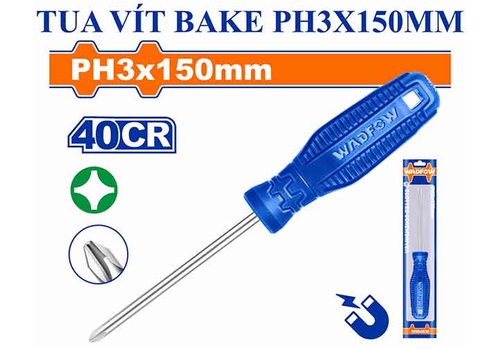 PH3x150mm Tuốc nơ vít bake Wadfow WSD4936 PH3x150mm Tuốc nơ vít bake Wadfow WSD4936
