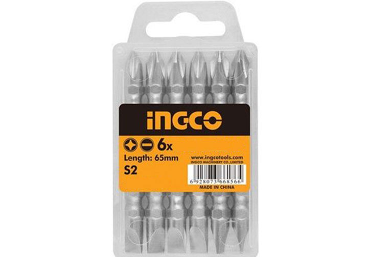 PZ2,SL6x65mm Bộ mũi vít bake, dẹp 2 đầu 10 cái INGCO SDB21ZL133 PZ2,SL6x65mm Bộ mũi vít bake, dẹp 2 đầu 10 cái INGCO SDB21ZL133