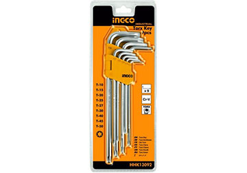 T10-50 Bộ lục giác bông 9 cây INGCO HHK13092 T10-50 Bộ lục giác bông 9 cây INGCO HHK13092