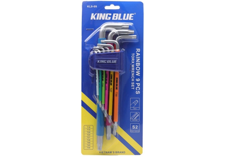 T10-T50 Bộ lục giác đầu sao nhiều màu (có lỗ) 9 chi tiết Kingblue KL9-09