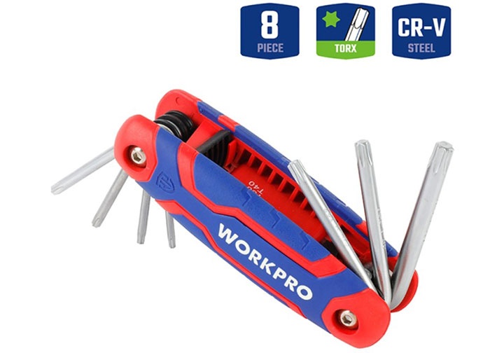 T10-T50 Bộ lục giác đầu sao gấp gọn 8 chi tiết Workpro WP222021