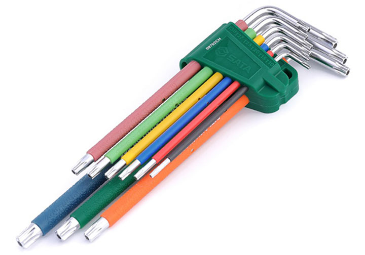 T10-T50 Bộ lục giác sao màu (có lỗ) 9 chi tiết Sata 09-702CH (09702CH)