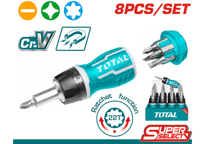 Tuốc nơ vít đa năng xoay chiều 8 trong 1 Total TACSDS1726 Tuốc nơ vít đa năng xoay chiều 8 trong 1 Total TACSDS1726