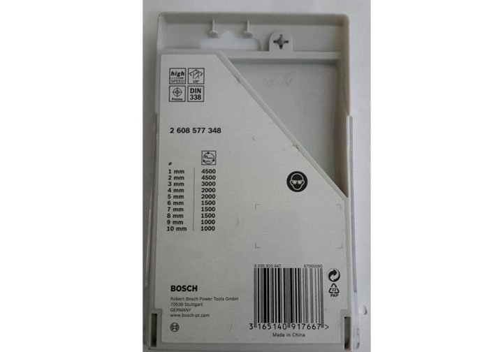 1-10mm Bộ mũi khoan sắt đa năng 10 chi tiết Bosch 2608577348