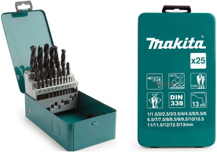 1-13mm Bộ mũi khoan kim loại HSS-R 25 chi tiết Makita D-54097 (Bỏ mẫu)