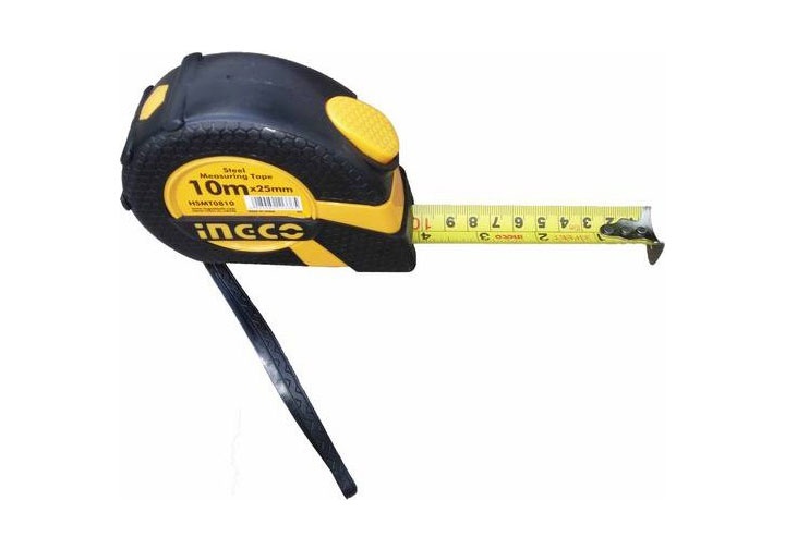 10mx25mm Thước cuộn thép nền vàng INGCO HSMT0810