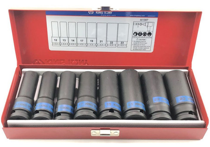 1/2" Bộ đầu tuýp đen lục giác 12-23mm 8 chi tiết Kingtony 4410MP