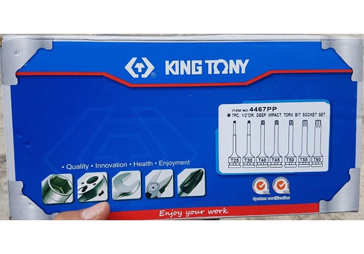 1/2" Bộ đầu tuýp T25-T60 đầu sao 7 chi tiết Kingtony 4467PP