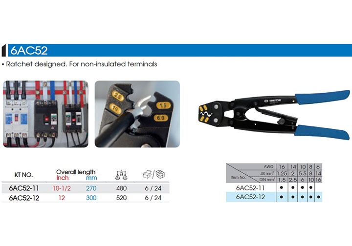1.5-16mm2 Kìm bấm cos Kingtony 6AC52-12