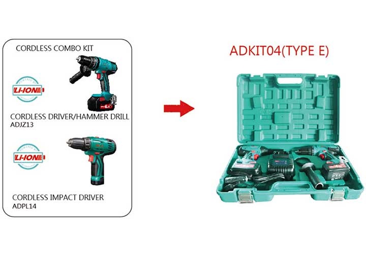 18V Bộ máy khoan bê tông và máy siết vít dùng pin DCA ADKIT04