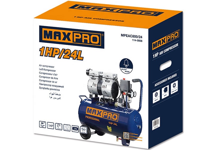 1HP Máy nén khí không dầu 24 lít Maxpro MPEAC800/24
