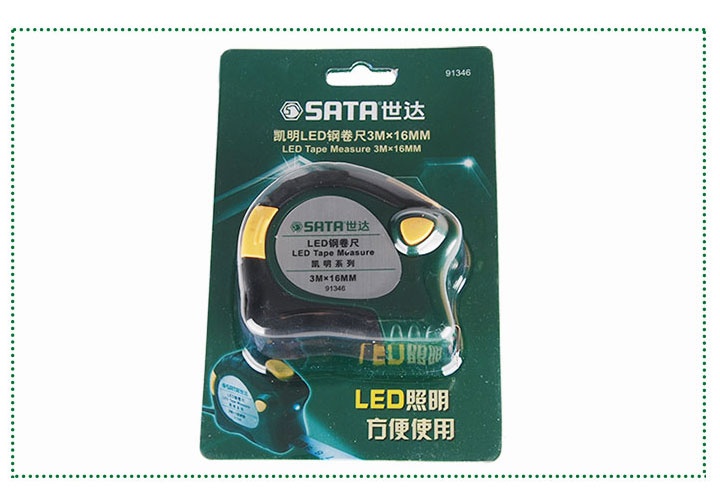 3.5m Thước cuốn thép có đèn led (bản 19mm) Sata 91-346 (91346)