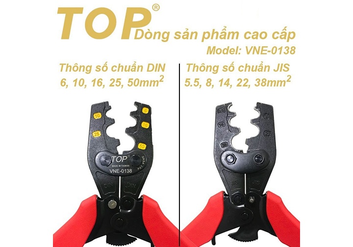 5.5-38mm2 Kìm bấm cosse số 38 TOP 345mm VNE-0138